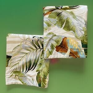 Tommy Bahama 2 King Pillow Shams Palmiers Tropical Leaves